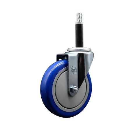 Service Caster 5'' Blue Poly Wheel Swivel 3/4'' Expanding Stem Caster SCC-EX20S514-PPUB-BLUE-34